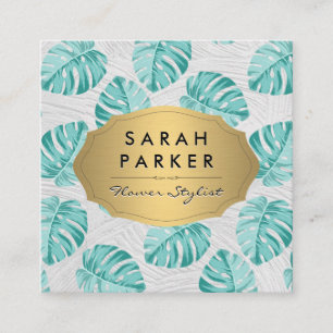 Cartão De Visita Quadrado Monstera Leaf Pattern