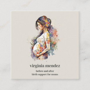 Cartão De Visita Quadrado Moradia Bloom Doula Parteira Lactante Gravidez