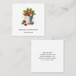 Cartão De Visita Quadrado Morangos em um Balde