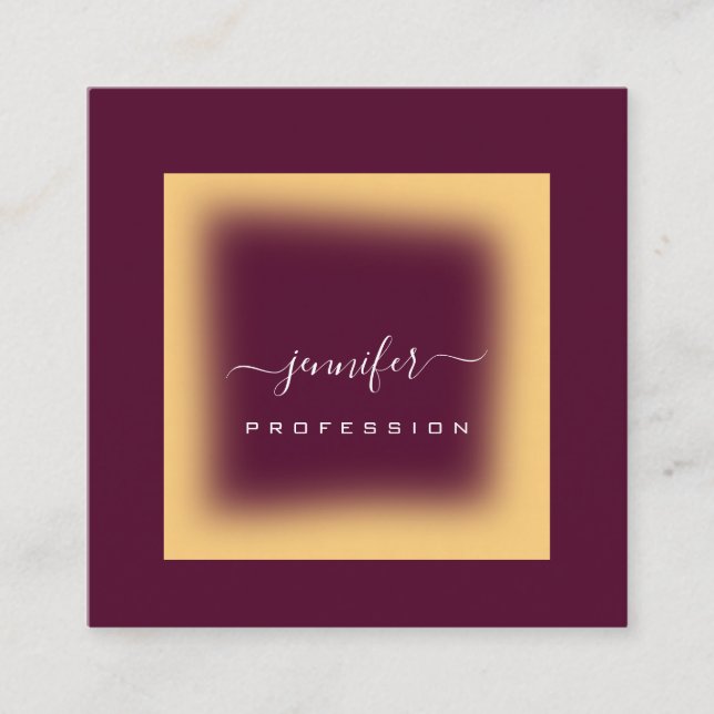 Cartão De Visita Quadrado Mostarda Borgonha. Makeup Artist White Social Medi (Frente)