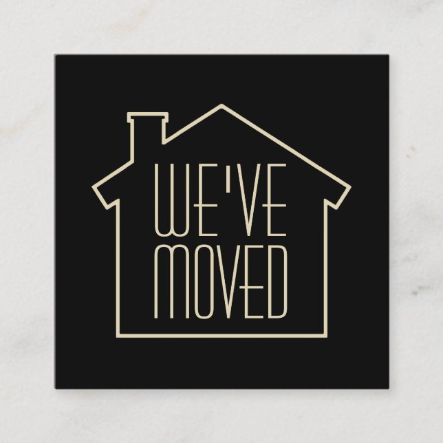 Cartão De Visita Quadrado Movimentamos a placa de gabinete Dourada e preta (Frente)