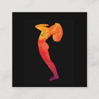 Cartão De Visita Quadrado Mulher Praticando Yoga Pose| Personalizável