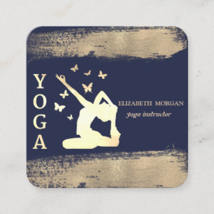 Cartão De Visita Quadrado Mulheres Silhouette Faux Dourado Traço do Pincel