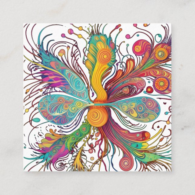 Cartão De Visita Quadrado Mundo Microscópico Vibrante (Verso)