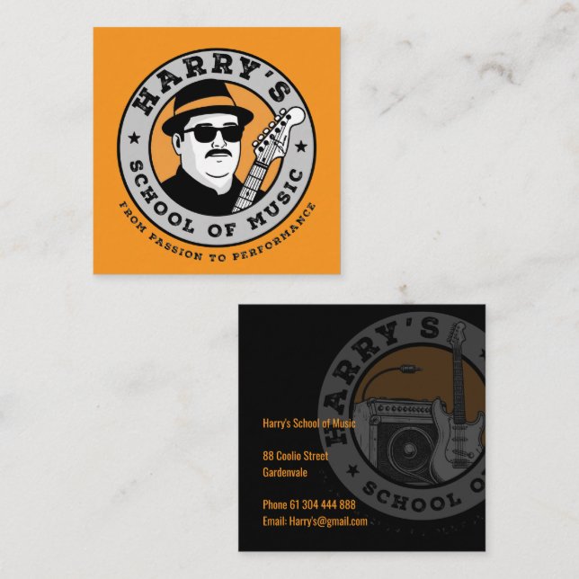 Cartão De Visita Quadrado Música de Harry (Frente/Verso)