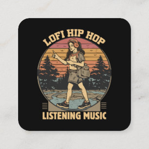 Cartão De Visita Quadrado Música lofi hip hop chillhop
