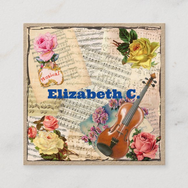 Cartão De Visita Quadrado Músico com instrutor Grau Premium (Frente)