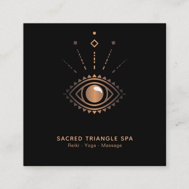 Cartão De Visita Quadrado *~* Mystic Olhos Shaman - Alquimia Sagrada de Geom (Frente)