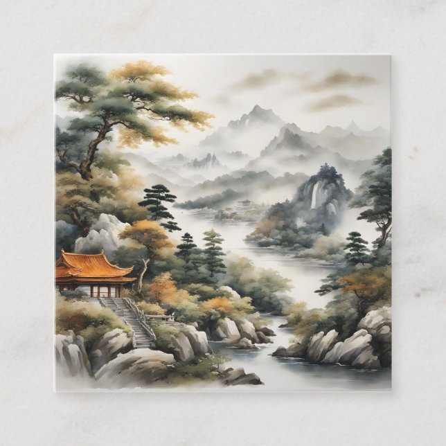 Cartão De Visita Quadrado Na estética japonesa também Harmony ou Ba (Frente)