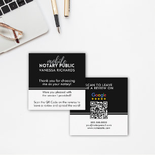 Cartão De Visita Quadrado Na moda Black & White Review QR Notícia Obrigado