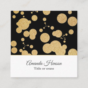 Cartão De Visita Quadrado Na moda Elegante Dourado Círculo Brilhante Preto