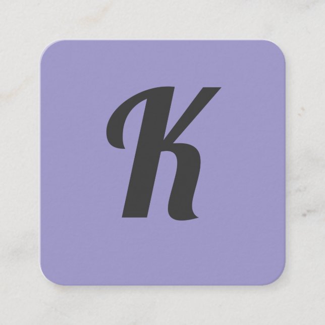 Cartão De Visita Quadrado Na moda Font Purple Background (Frente)