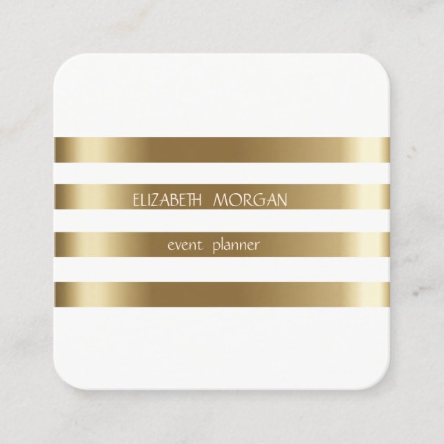 Cartão De Visita Quadrado Na moda Moderno Elegante - Nascença Dourada, Branc (Frente)