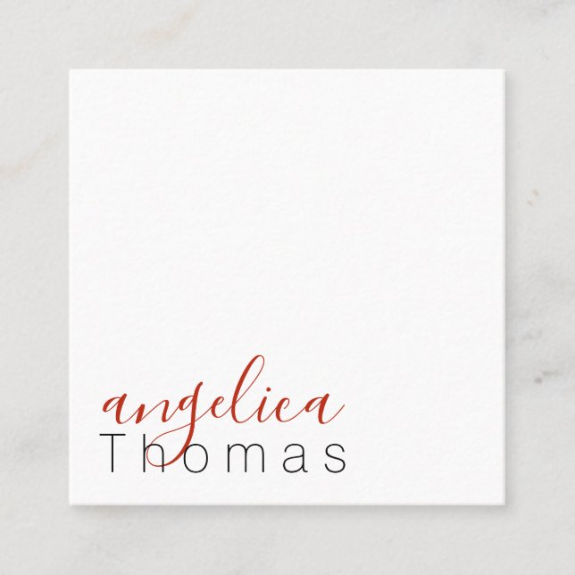 Cartão De Visita Quadrado Na moda profissional (vermelho) (Frente)