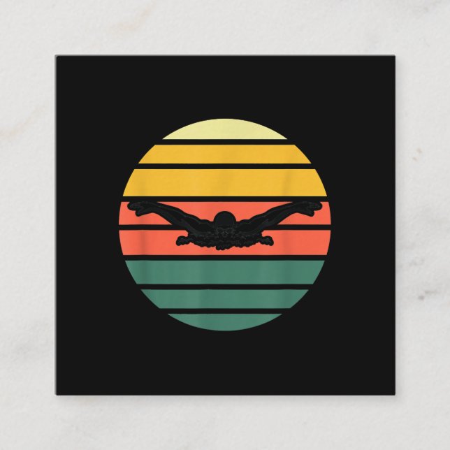 Cartão De Visita Quadrado Natação Nadadora da Borboleta (Frente)