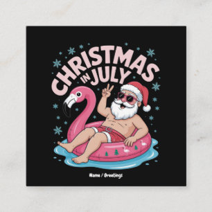 Cartão De Visita Quadrado Natal nos Papais noeis de julho Flamingo Funny Sum