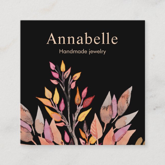 Cartão De Visita Quadrado Natureza Artística Plantas Aquáticas Quadradas (Frente)