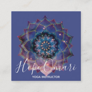 Cartão De Visita Quadrado Nebulosa em Flor   Mandala