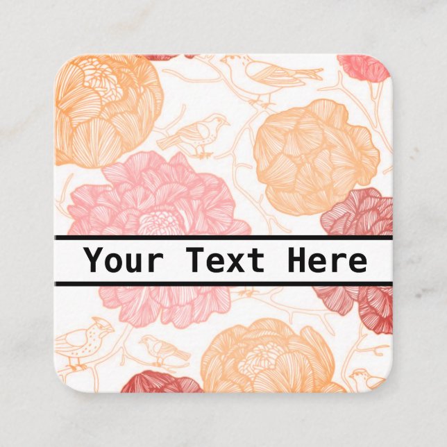 Cartão De Visita Quadrado Negócios/Cartões de visitas Floral (Frente)