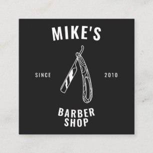 Cartão De Visita Quadrado Negra moderna barbearia barbearia barbearia cabele