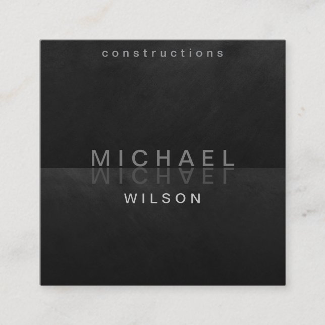 Cartão De Visita Quadrado Negra moderna e elegante profissional (Frente)