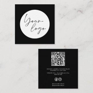 Cartão De Visita Quadrado Negrito Preto e Branco Minimalista