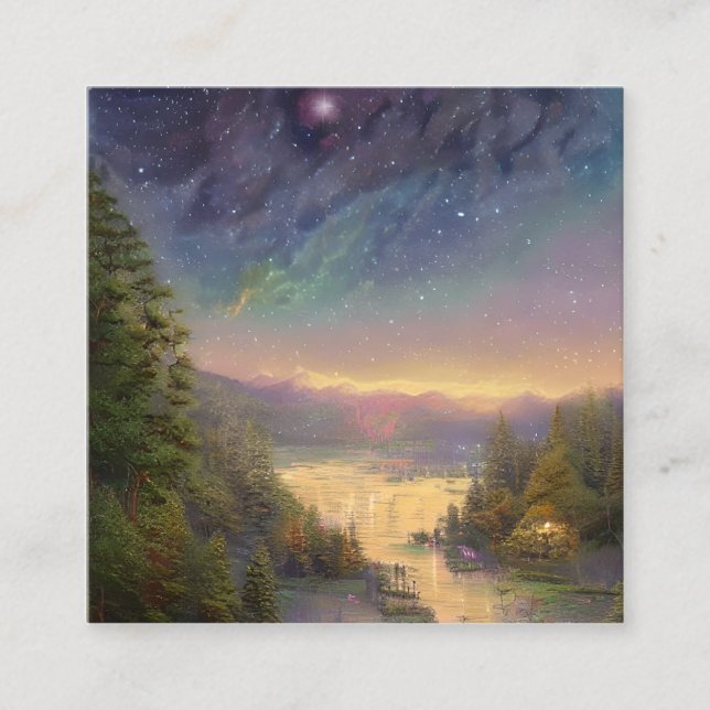 Cartão De Visita Quadrado Night Sky (Frente)