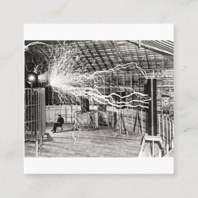 Cartão De Visita Quadrado Nikola Tesla Electricity (Frente)