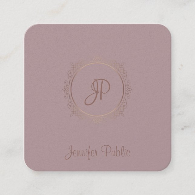 Cartão De Visita Quadrado Nome do Script de Caligrafia Luxuriosa: Modelo mod (Frente)