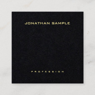 Cartão De Visita Quadrado Nome Dourado Premium Black Elegant Simple