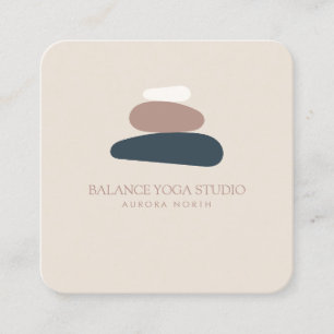 Cartão De Visita Quadrado Nome Personalizado do Instrutor Zen Stones Yoga