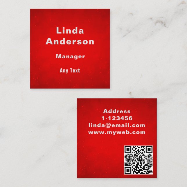 Cartão De Visita Quadrado Nome personalizado QR code profissional (Frente/Verso)
