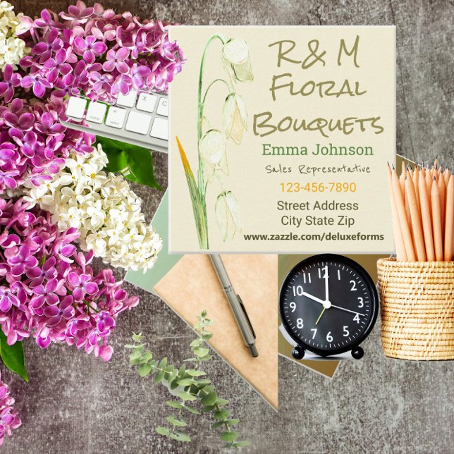 Cartão De Visita Quadrado Noruega Sage Drooping Lily (Criador carregado)