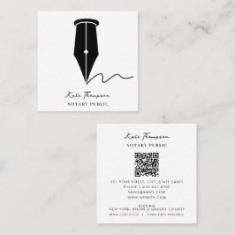 Cartão De Visita Quadrado Notary Signing Agent Calligraphy QR Code
