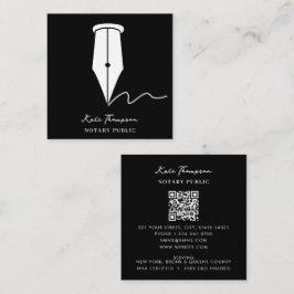 Cartão De Visita Quadrado Notary Signing Agent Calligraphy QR Code Black
