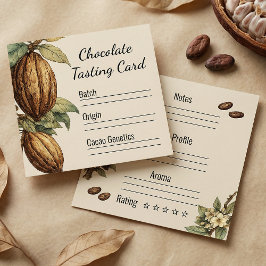Cartão De Visita Quadrado Notas de Degustação de Chocolate Artesanal Vintage