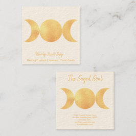 Cartão De Visita Quadrado Nova Era Oculta Compra Luas Triplas Douradas