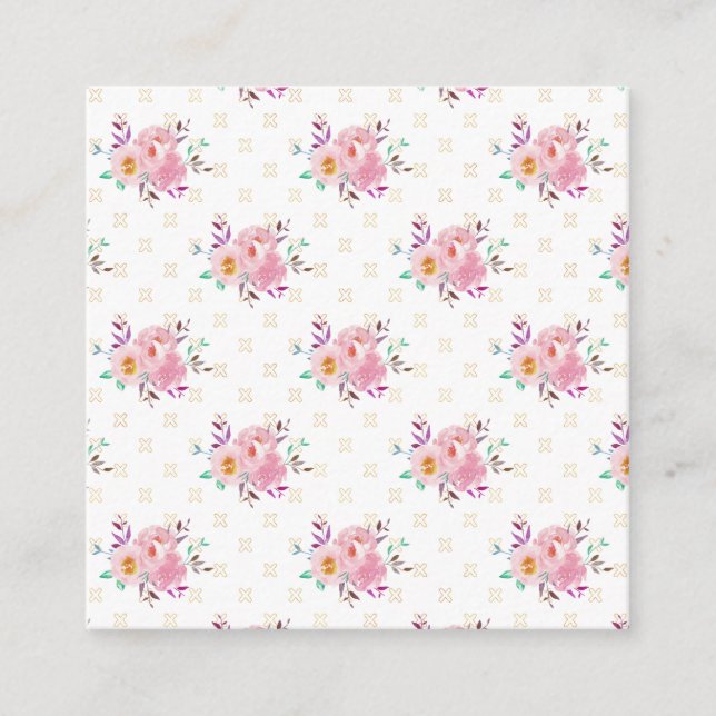 Cartão De Visita Quadrado Novos Calçados Florais Verdes para Presente Casa (Frente)