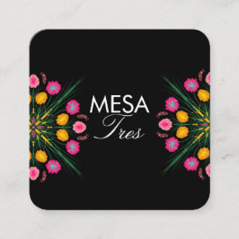 Cartão De Visita Quadrado Números de Mesa Florais Espanhóis Desenhados à Mão