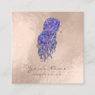 Cartão De Visita Quadrado O cabeleireiro da composição chicoteia perolado