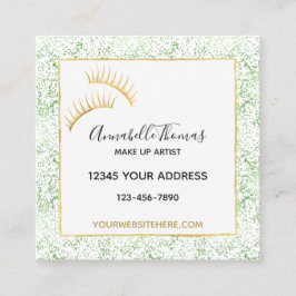Cartão De Visita Quadrado O confete da hortelã pontilha as pestanas Dourados