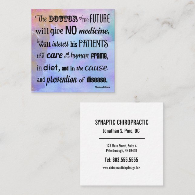 Cartão De Visita Quadrado O doutor da quiroterapia futura da aguarela (Frente/Verso)