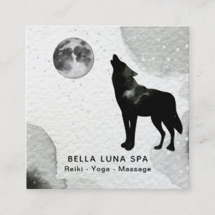 Cartão De Visita Quadrado O lobo cósmico do urro do *~* Stars a lua do