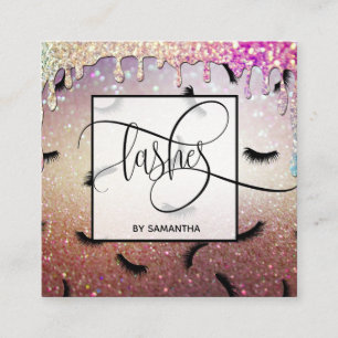 Cartão De Visita Quadrado O ouro do gotejamento chicoteia lotes do teste