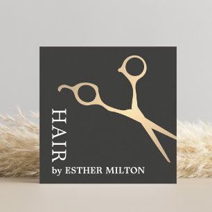 Cartão De Visita Quadrado O ouro elegante moderno do falso Scissor o