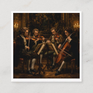 Cartão De Visita Quadrado O Quarteto de Cordas Clássico - Pintura a Óleo Vin