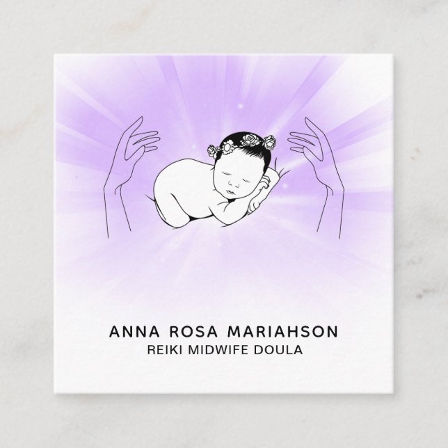 Cartão De Visita Quadrado *~* O treinador de nascimento da parteira Reiki Do (Frente)