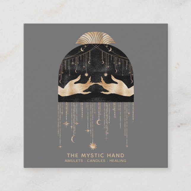 Cartão De Visita Quadrado *~* O Universo Cósmico Estende Mãos Místicas (Frente)