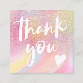 Cartão De Visita Quadrado obrigado de massa de mármore do arco-íris de relva