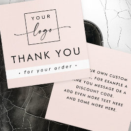 Cartão De Visita Quadrado Obrigado de negócios rosa claro e claro que você i